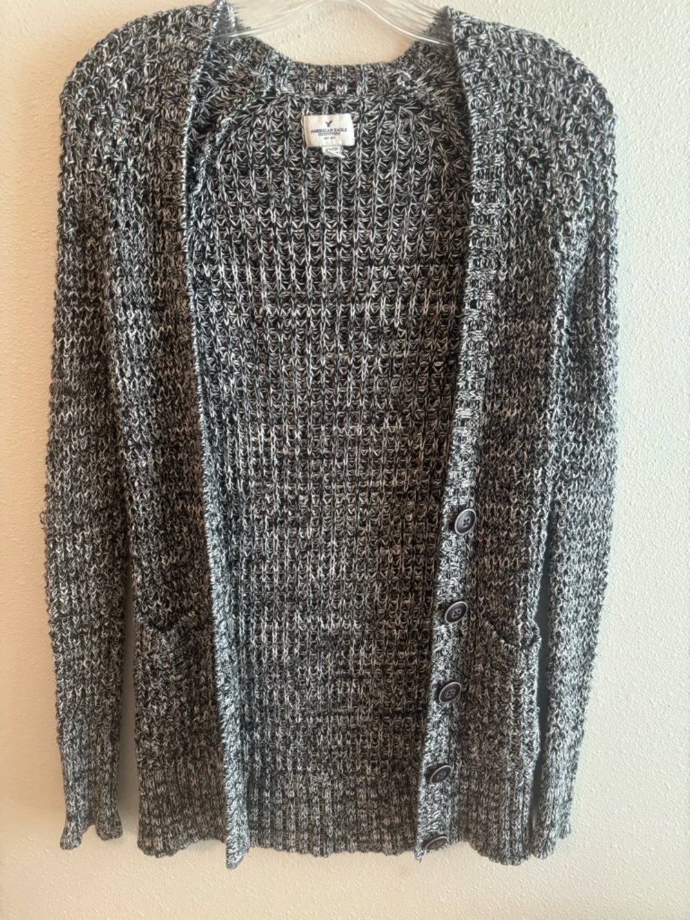 American Eagle Outfitters Black & White Marled Button Cardigan extra small y2k